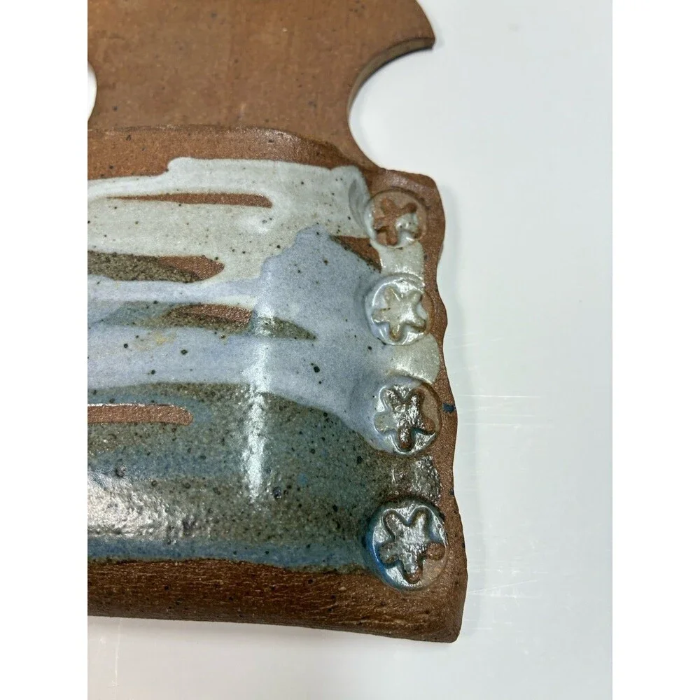 Handmade Pottery Wall Hanging Pocket Vase Beachy Theme